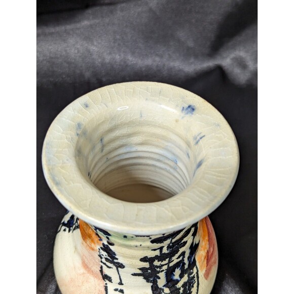 Mid Century Handmade Hand painted  Pottery Vase Abstract Color Splash - Picture 6 of 7